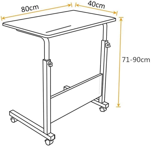 Generic laptop table desk stand mobile computer workstation height adjustable with phone holder rolling wheel movable for 17 inch laptop bedroom living room office white maple ultra big desktop 80 x 40cm
