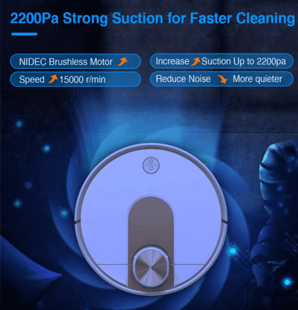 مكنسة ذاتية ذكية 2200 باسكال أبيض شاومي Xiaomi White 2200 PA SE Robot Vacuum Cleaner