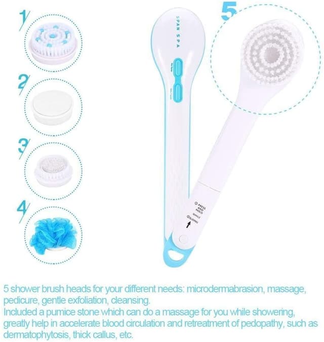 الليفة الكهربائية QIXUN - Body Shower Brush 5 in 1 Electric Bath Spin Spa