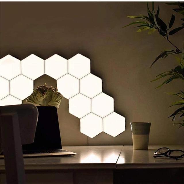 Generic modular touch lights hexagonal led wall tile lights with touch sensitive honeycomb magnetic connection 10 pack hexagonal night light panels easy and creative assembly - SW1hZ2U6NzkxNTU=