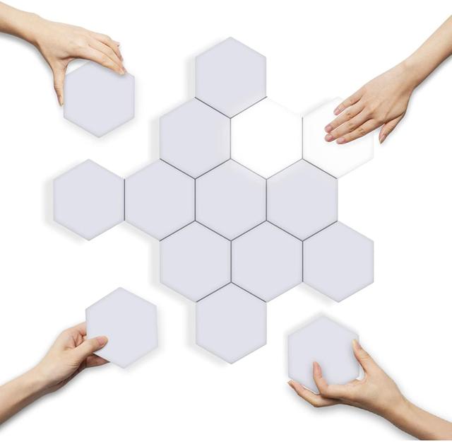 Generic modular touch lights hexagonal led wall tile lights with touch sensitive honeycomb magnetic connection 10 pack hexagonal night light panels easy and creative assembly - SW1hZ2U6NzkxNTI=