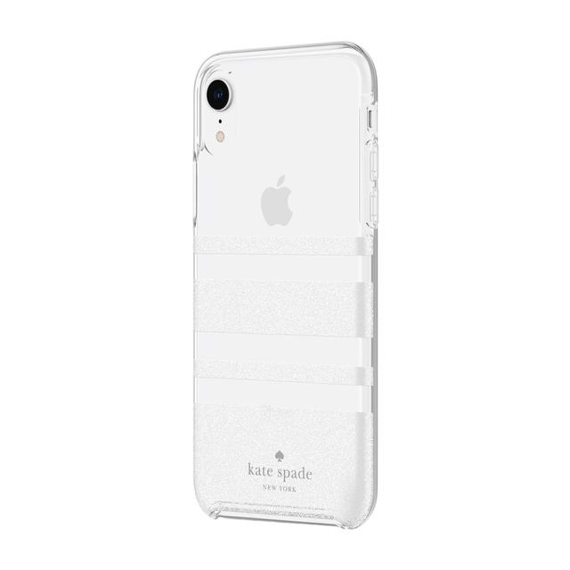 kate spade new york iphone xr protective hardshell case charlotte stripe white glitter clear - SW1hZ2U6MzIwNDI=