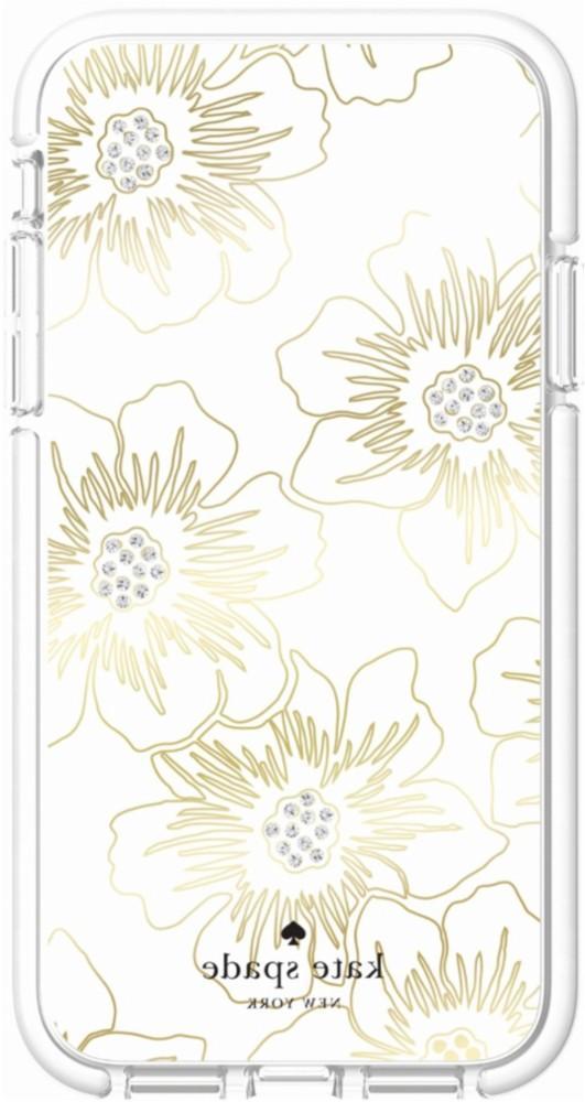 kate spade new york iphone xr reverse hollyhock floral clear cream with stones
