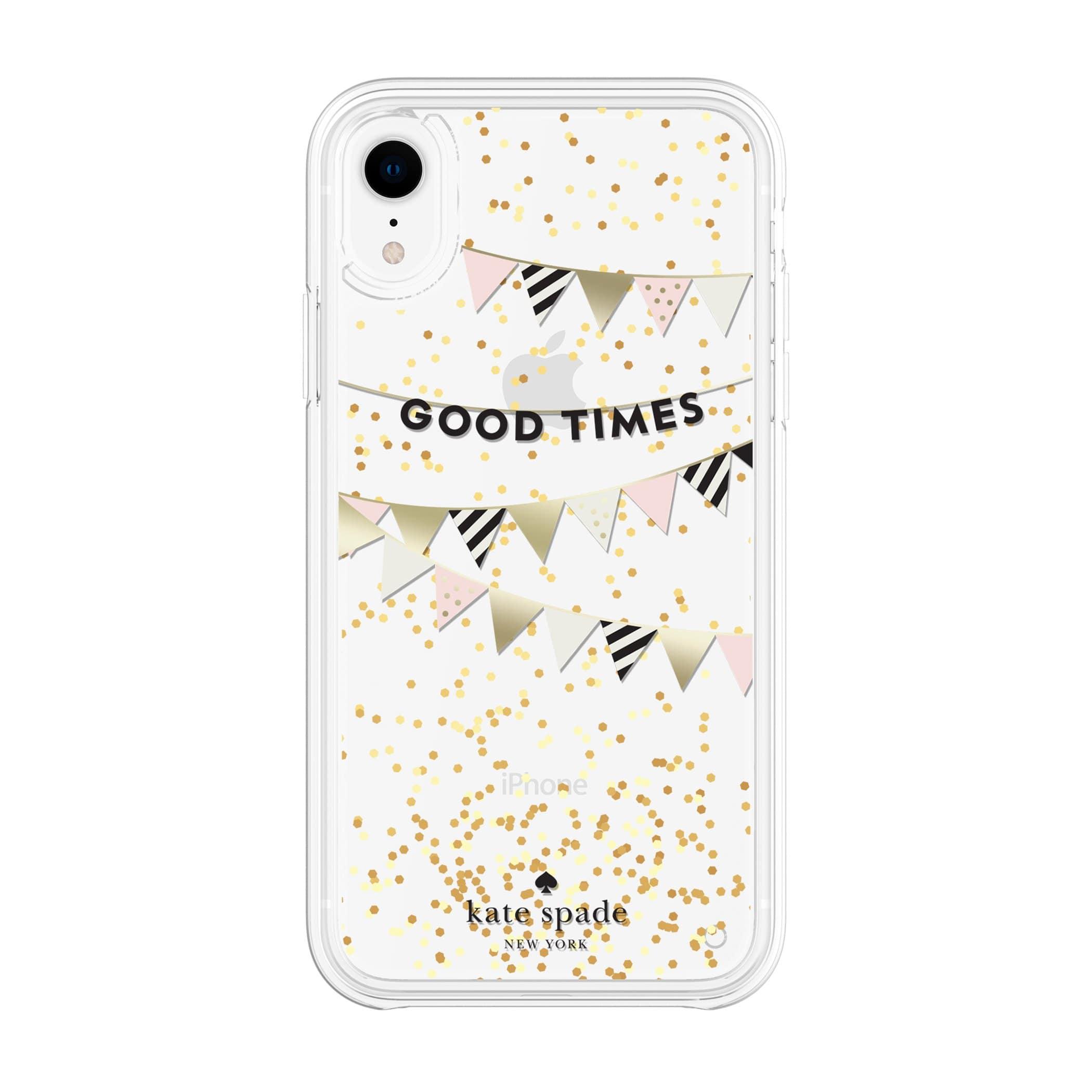 كفر حماية آيفون KATE SPADE NEW YORK Liquid Glitter Case - Good Times Gold For iPhone XR