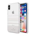 kate spade new york iphone xs x protective hardshell case charlotte stripe white glitter clear