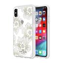 kate spade new york iphone xs x defensive hardshell case reverse hollyhock floral clear cream with stones - SW1hZ2U6MzIwNzE=