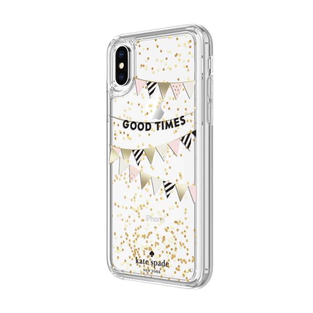 كفر حماية آيفون KATE SPADE NEW YORK Liquid Glitter Case - Good Times Gold For iPhone XS/X - SW1hZ2U6MzIwNzc=