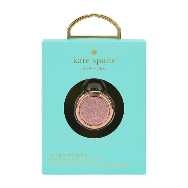 kate spade new york iphone xs x gift set ring stand protective hardshell case scallop rose gold glitter clear