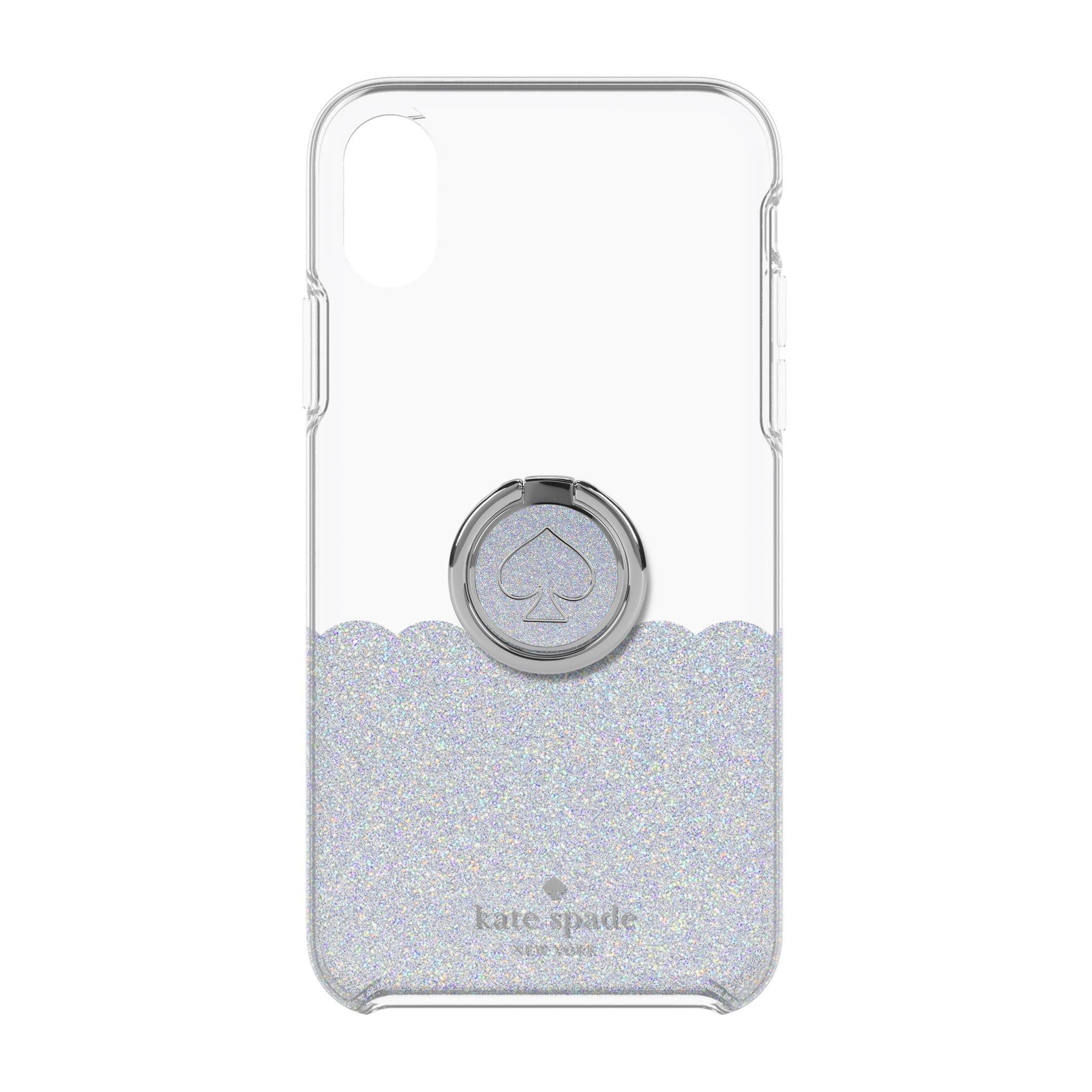 kate spade new york iphone xs x max gift set ring stand protective hardshell case scallop mermaid glitter clear