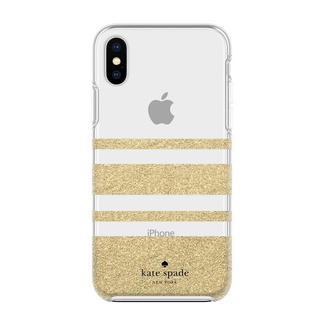 kate spade new york iphone xs max charlotte stripe gold glitter clear - SW1hZ2U6MzIwODk=