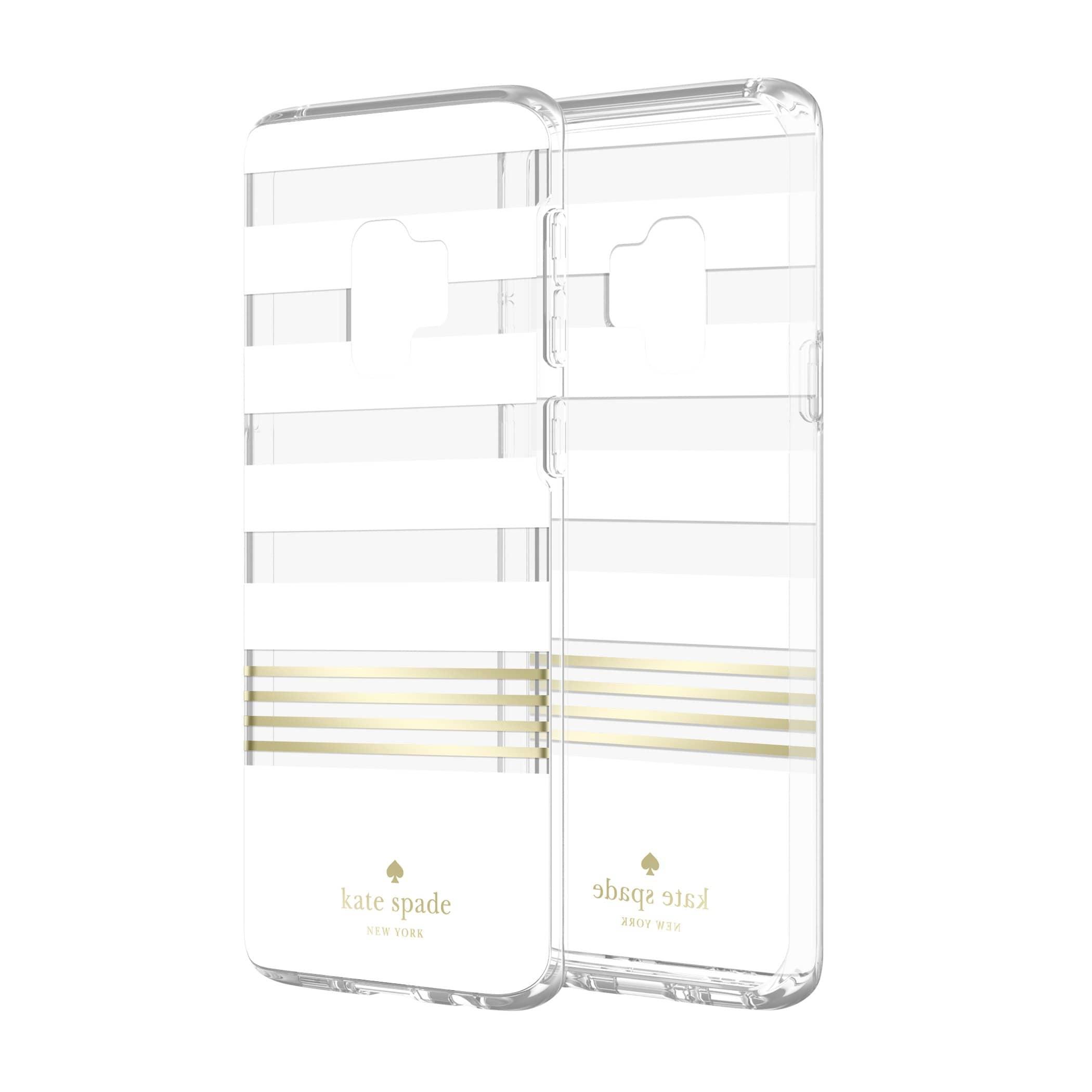 kate spade new york samsung s9 protective case stripe 2 white gold foil clear