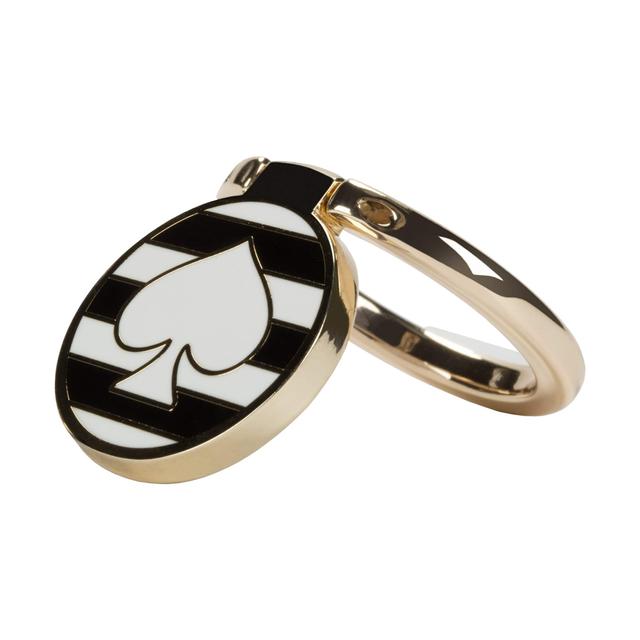 kate spade new york universal stability ring spade striped black white gold enamel - SW1hZ2U6MzIxMjI=