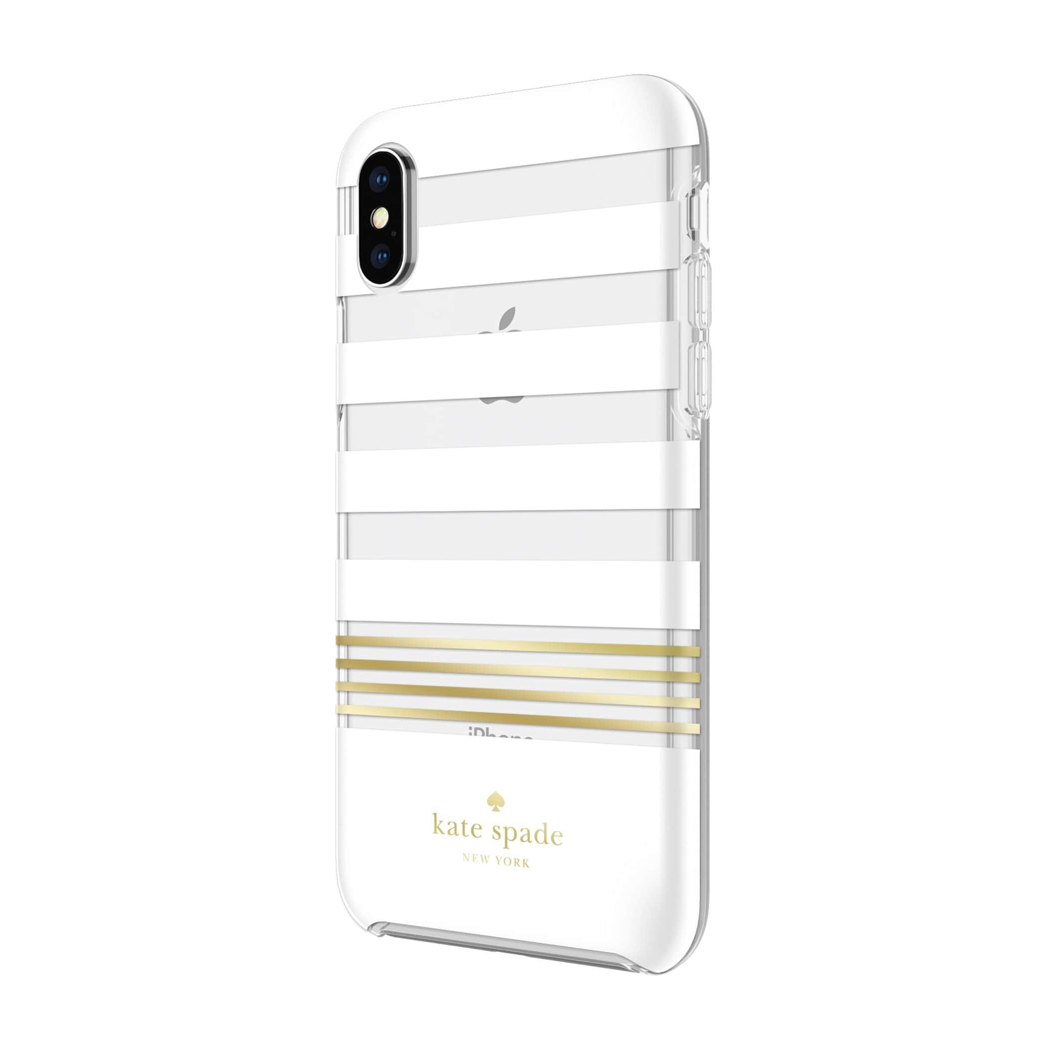 kate spade ny iphone x protective hardshell case stripe 2 white gold