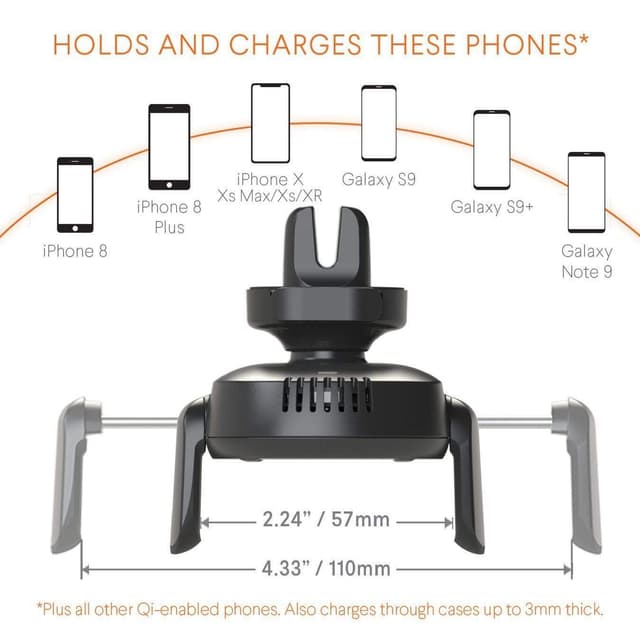 kenu airframe qi wireless charging car vent mount