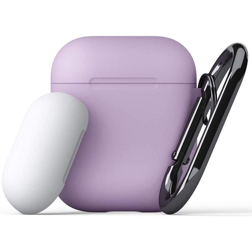 keybudz podskinz switch 2g airpods case with carabiner lavender