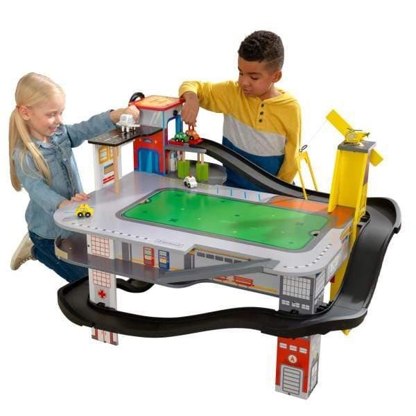 طاولة لعب والسباق KidKraft - Freeway Frenzy Raceway Set and Table with EZ Kraft Assembly