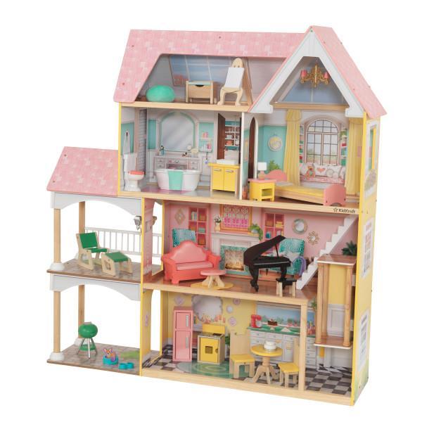 لعبة بيت الدمى KidKraft - Lola Mansion Dollhouse - زهري