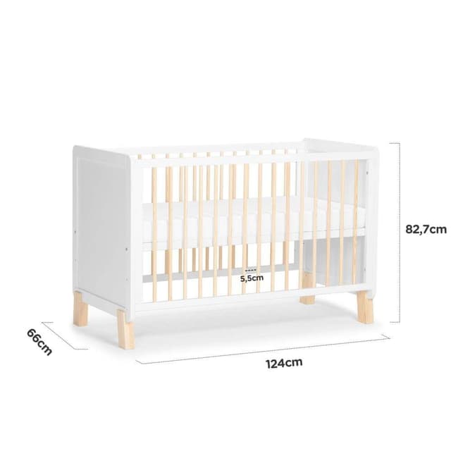 سرير أطفال خشبي أبيض Kinderkraft Baby + mattress