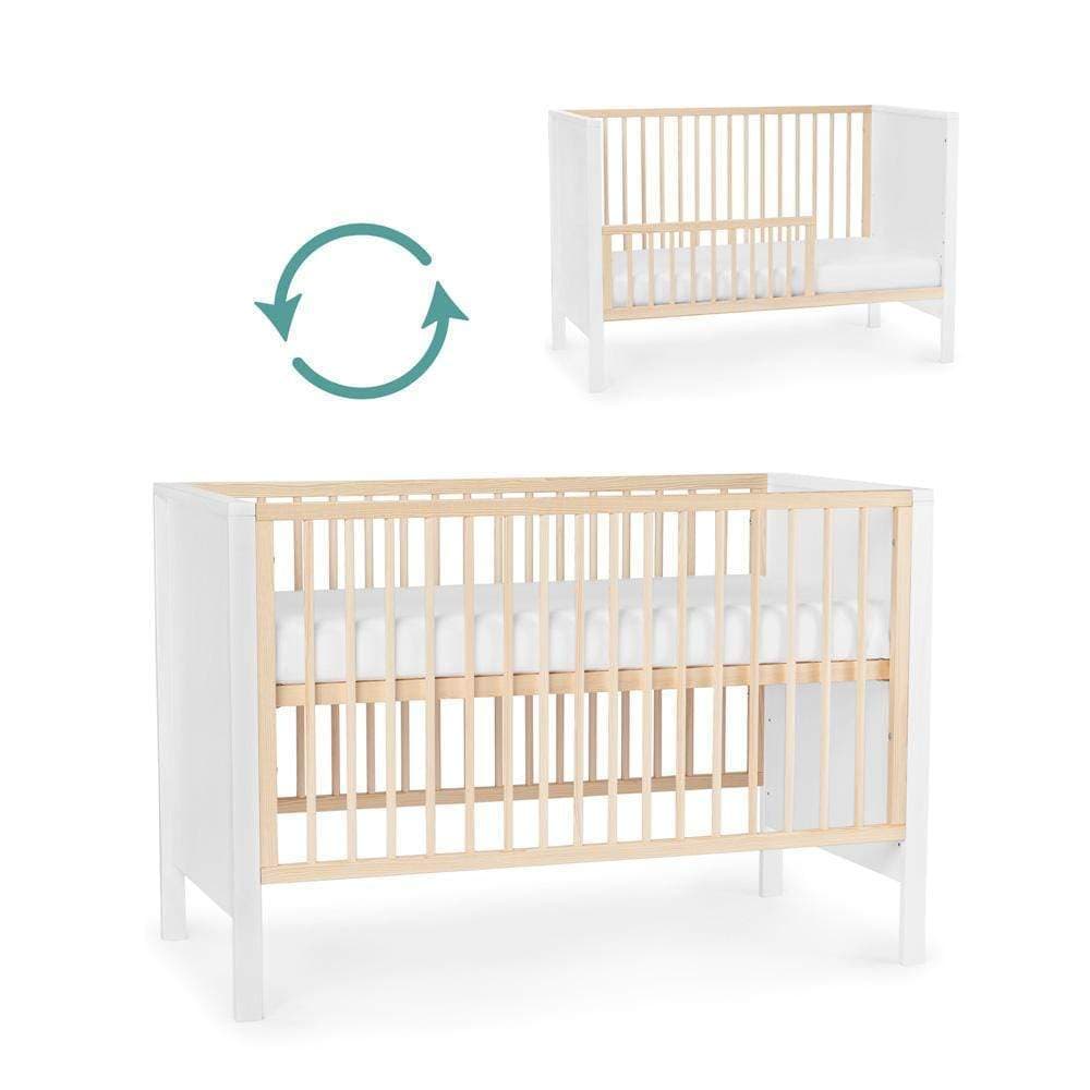 kinderkraft baby wooden cot mia guardrail white