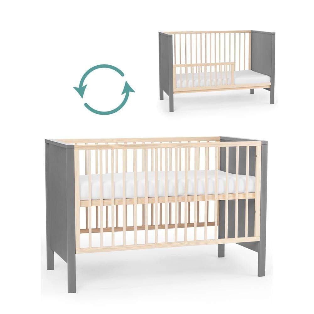 kinderkraft baby wooden cot mia guardrail grey