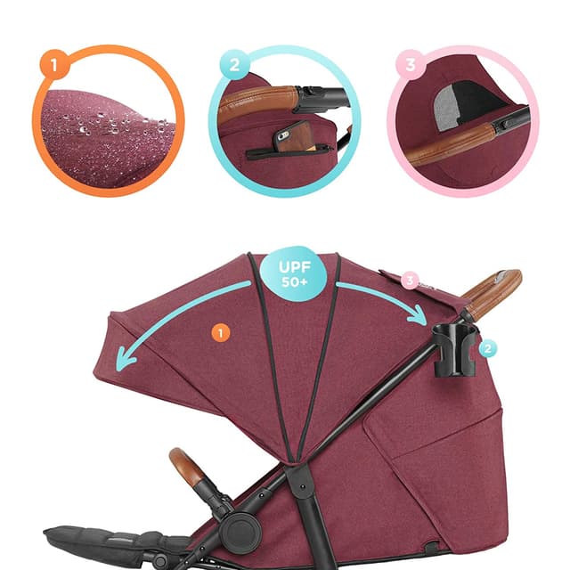 kinderkraft pushchair grande lx burgundy