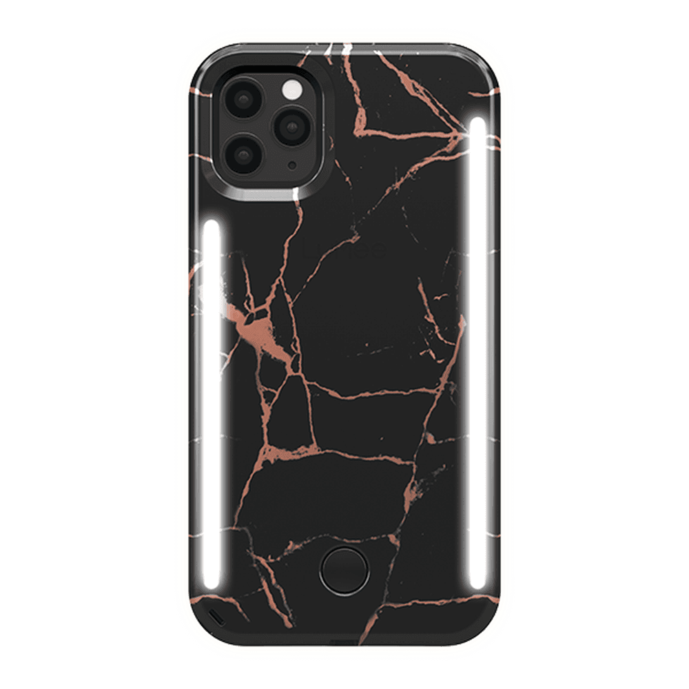 lumee duo case for iphone 11 pro metallic marble black rose gold