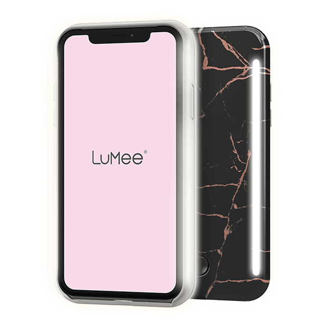 lumee duo case for iphone 11 pro max metallic marble black rose gold
