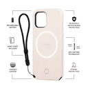 lumee halo selfie case for apple iphone 12 mini studio like front back light w variable dimmer micropel antibacterial protection wireless pass through charging millenial pink
