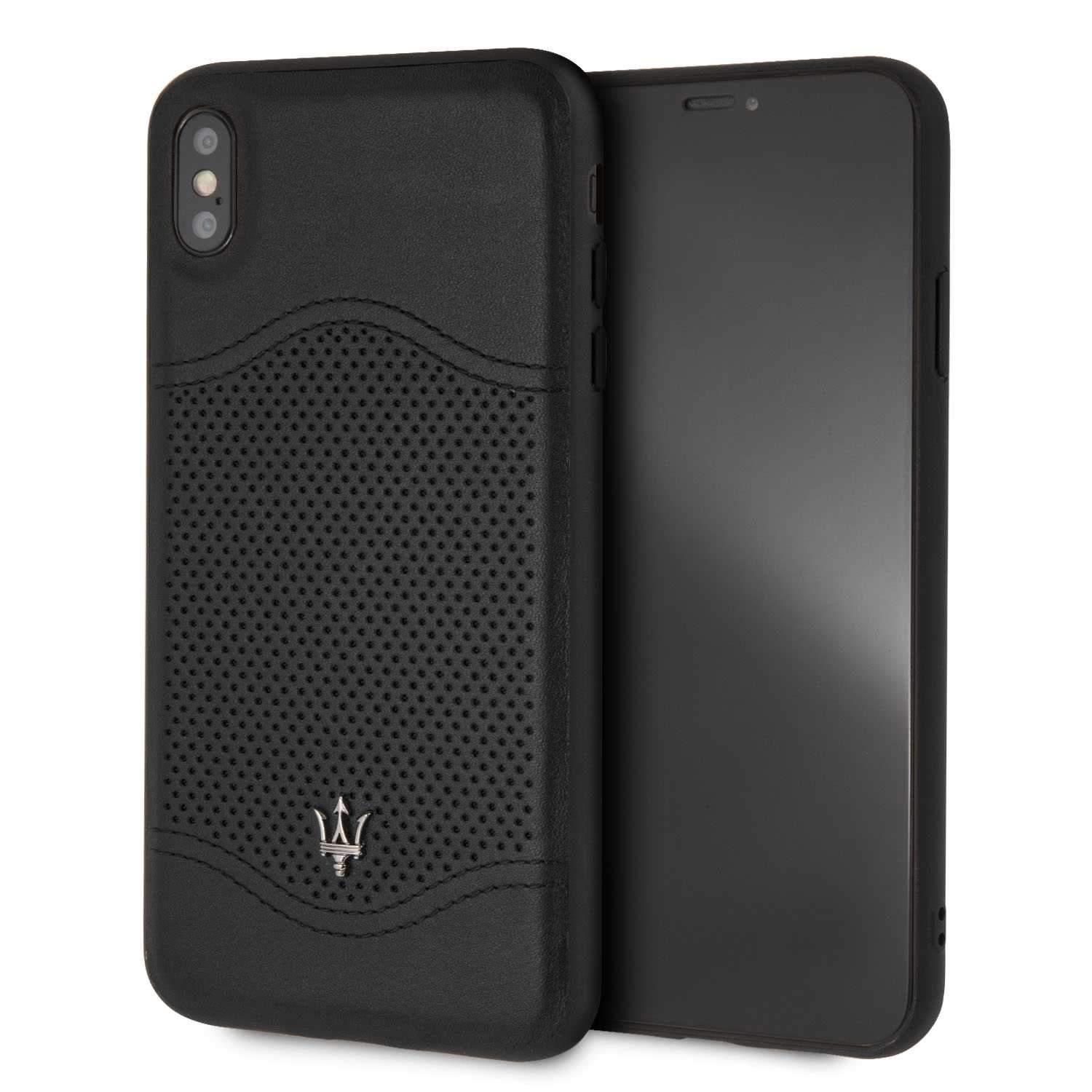 maserati granlusso genuine leather hard case for iphone xs max black