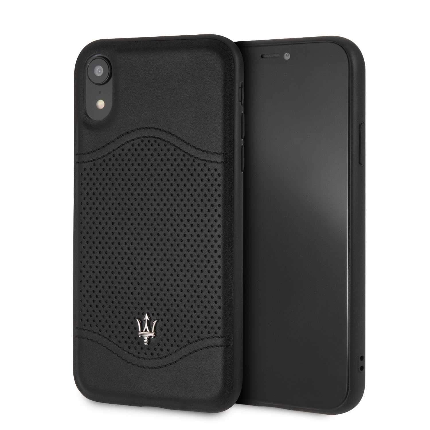 maserati granlusso genuine leather hard case for iphone xr black