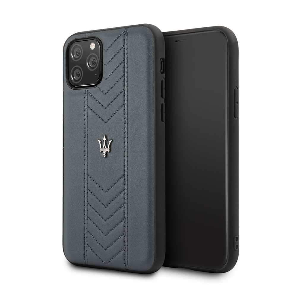 maserati genuine leather quilted pattern hard case for iphone 11 pro navy