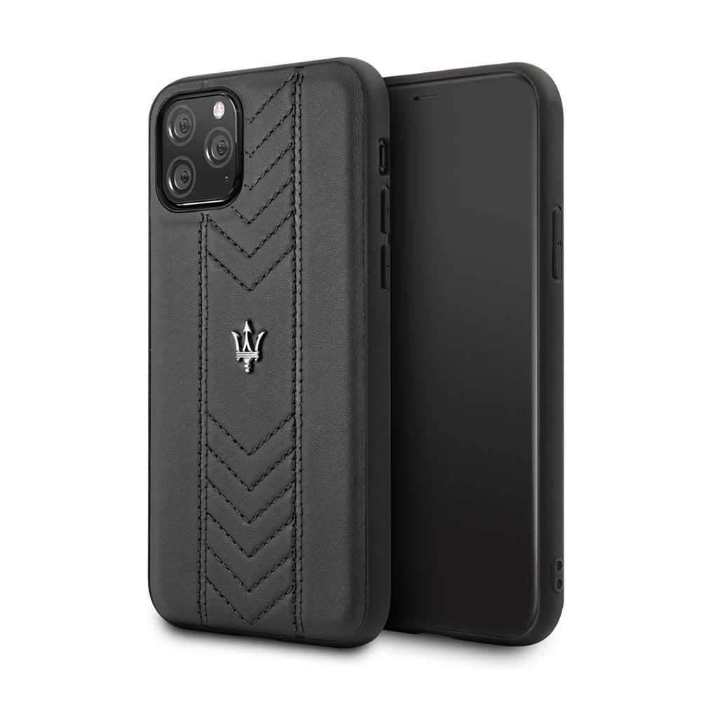 maserati genuine leather quilted pattern hard case for iphone 11 pro black