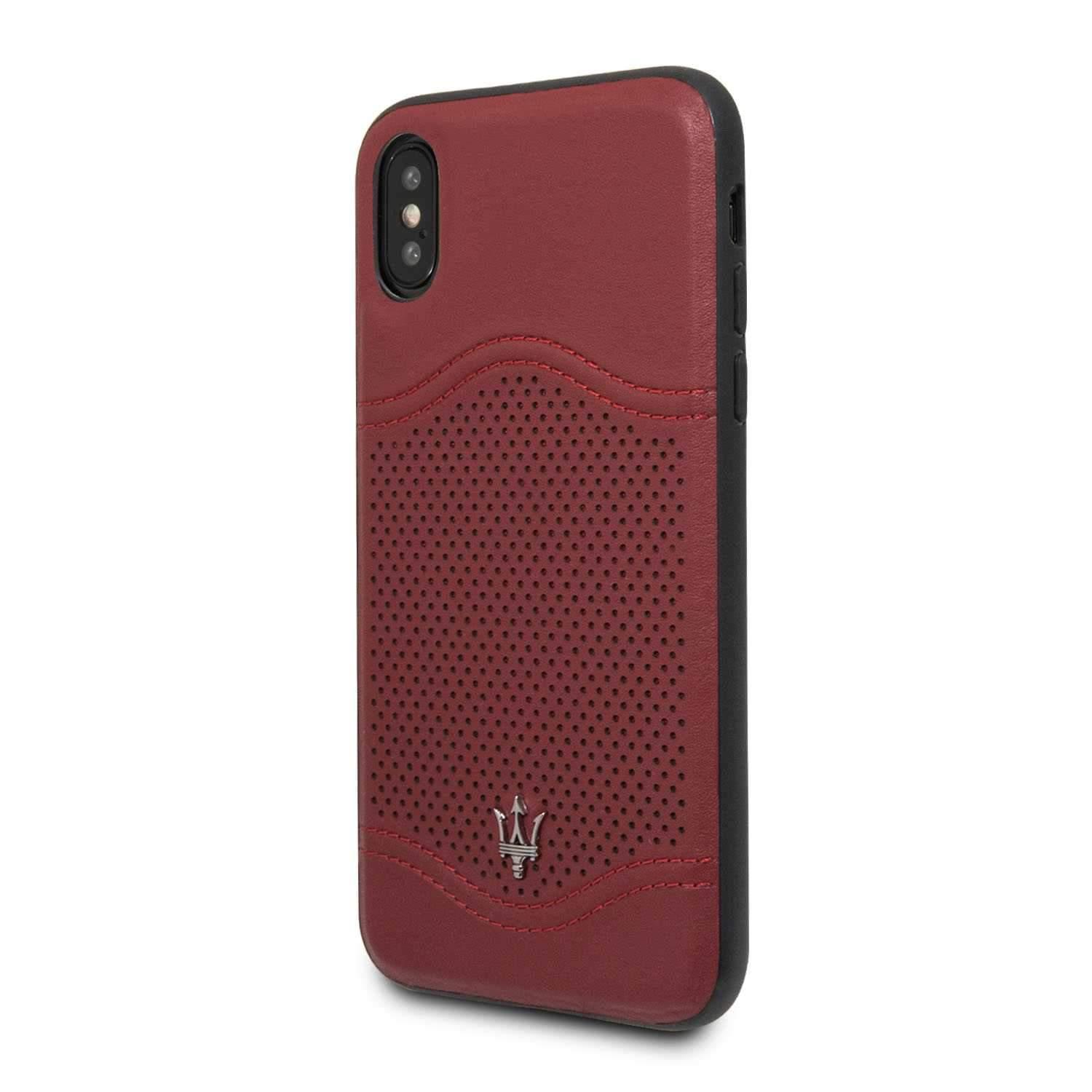 maserati granlusso genuine leather hard case for iphone x burgundy