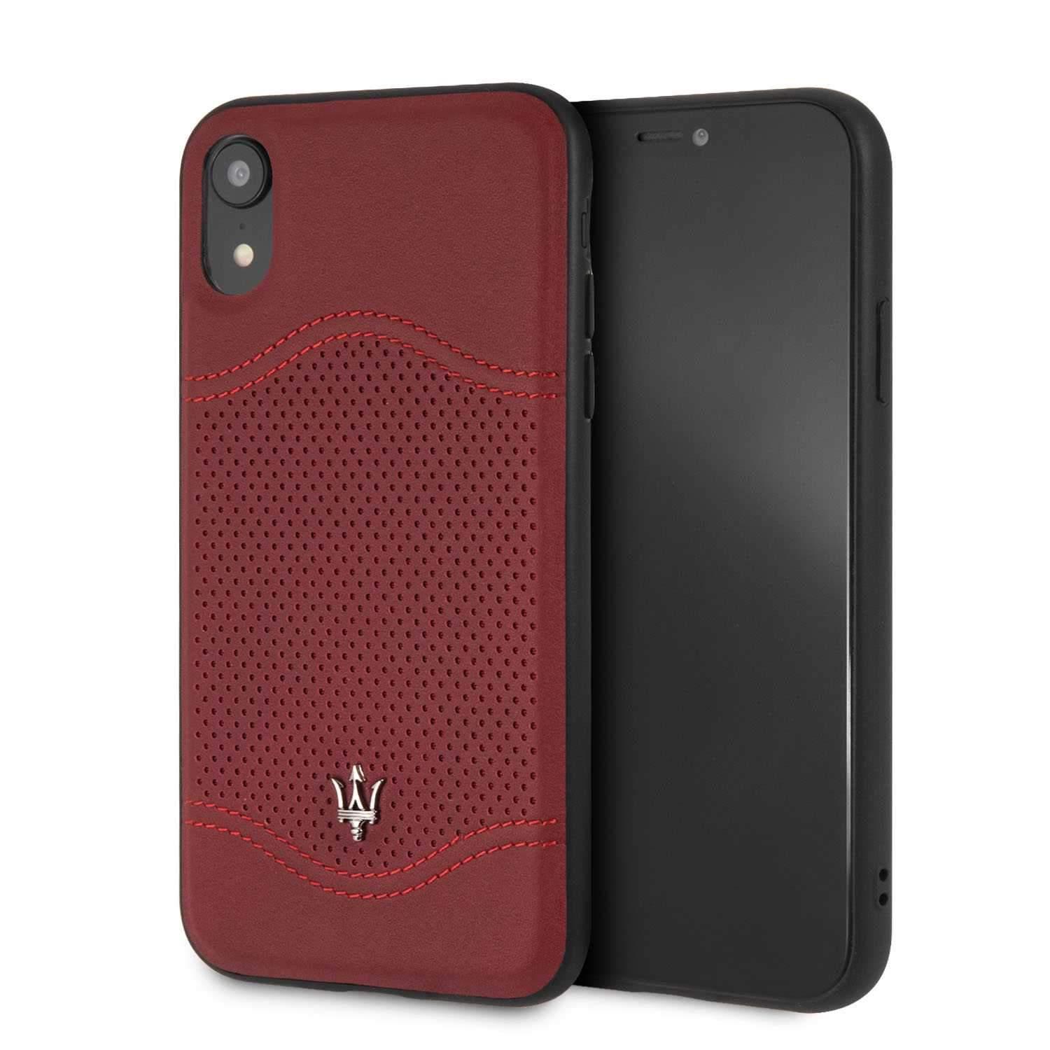 maserati granlusso genuine leather hard case for iphone xr burgundy 1