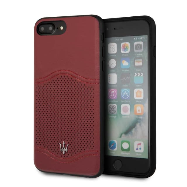 كفر ايفون 7 بلس و ايفون 8 بلس باللون البرغندي مع شعار مازيراتي  Maserati Granlusso Genuine Leather Hard Case for iPhone 8 Plus / 7 Plus - Burgundy