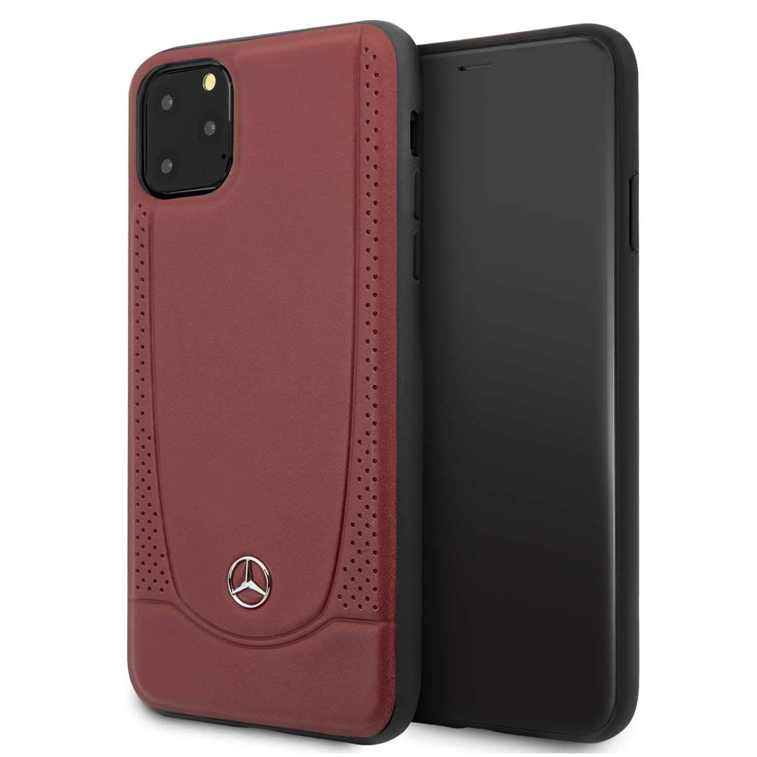 Mercedes-Benz mercedes benz leather hard case perforation for iphone 11 pro max red