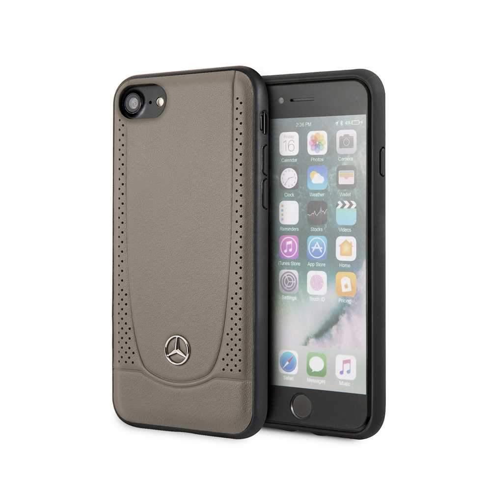 Mercedes-Benz mercedes benz perforation leather hard case for iphone se 2 brown