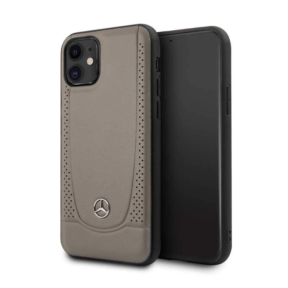 Mercedes-Benz mercedes benz perforation leather hard case for iphone 11 brown