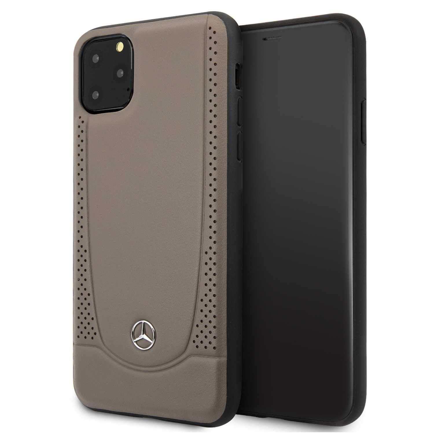 Mercedes-Benz mercedes leather hard case perforation iphone 11 pro max brown