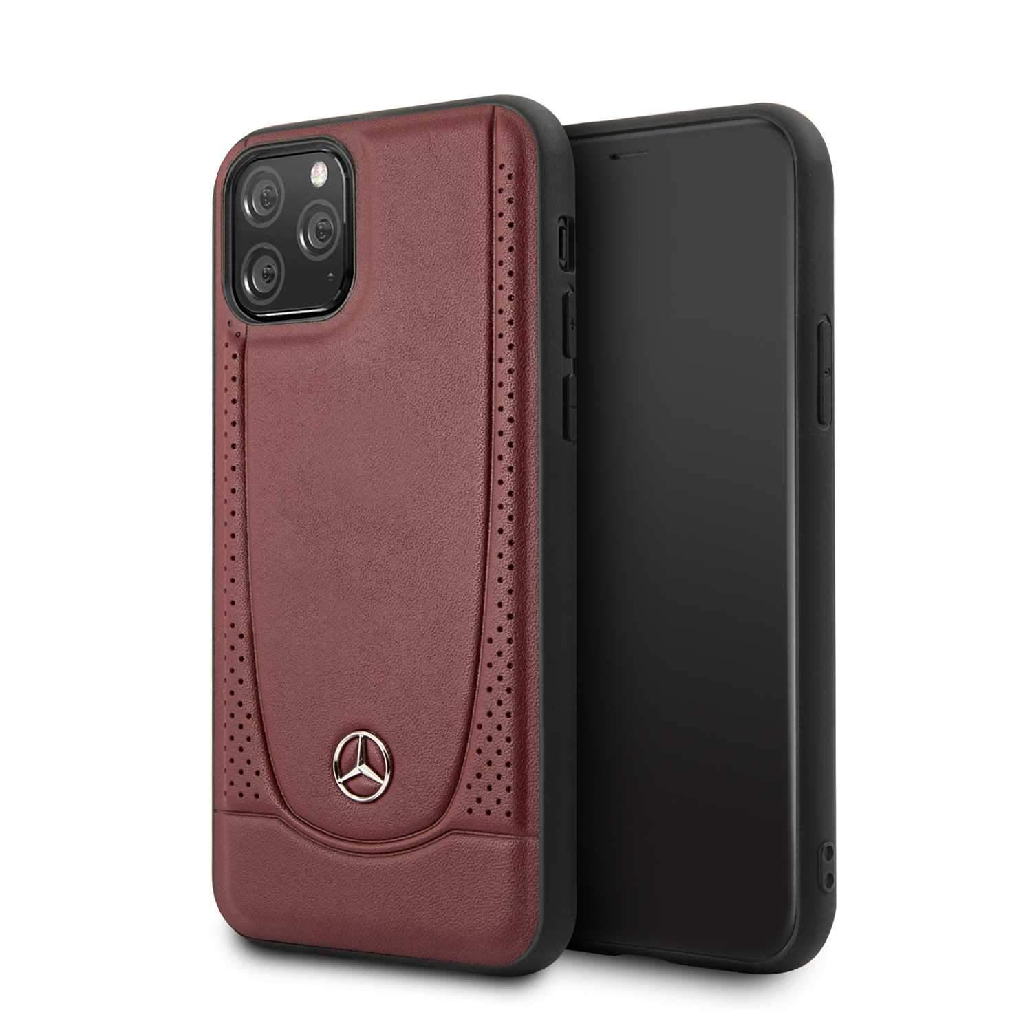 Mercedes-Benz mercedes benz perforation leather hard case for iphone 11 pro red