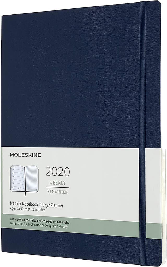 أجندة ملاحظات Moleskine - 12 Months Agenda Weekly Horizontal 2020   - أزرق ياقوتي