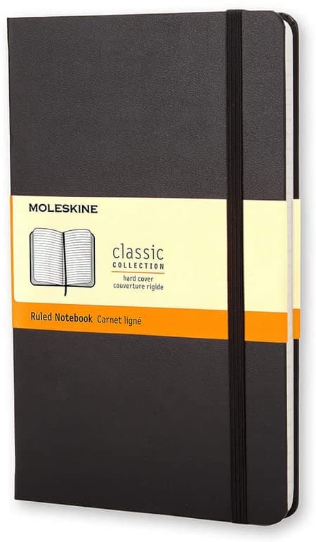 moleskine classic ruled paper notebook hard cover and elastic closure journal color black size pocket 9 x 14 a6 192 pages