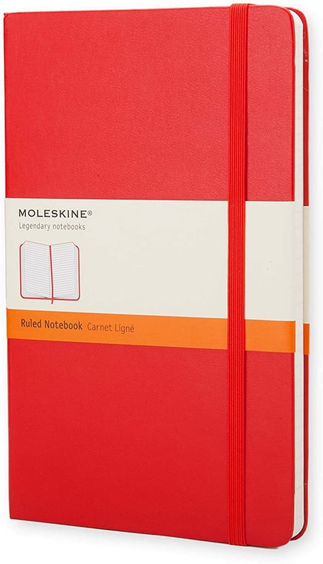 دفتر ملاحظات مسطر Moleskine - Classic Ruled Paper Notebook - A5 - 240 صفحة / أحمر