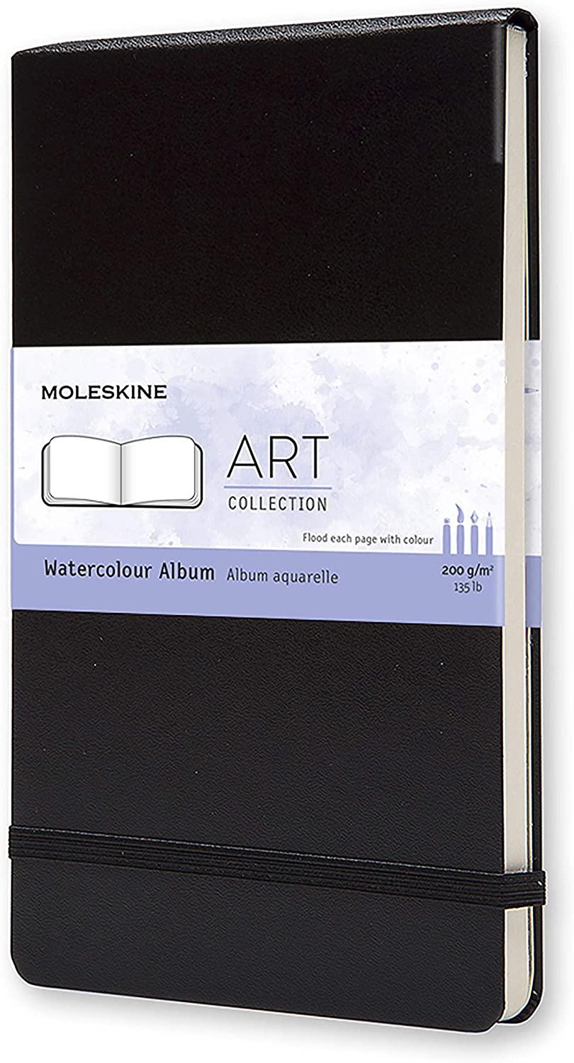 moleskine art collection watercolor album notebook for drawing hard cover paper suitable for watercolour pencils and paints colour black large size 13 x 21 cm 72 pages