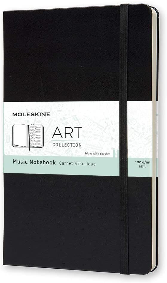 moleskine art collection music notebook with hard cover and elastic closure paper suitable for pens pencils and fountain pens black large 13 x 21 cm 192 pages