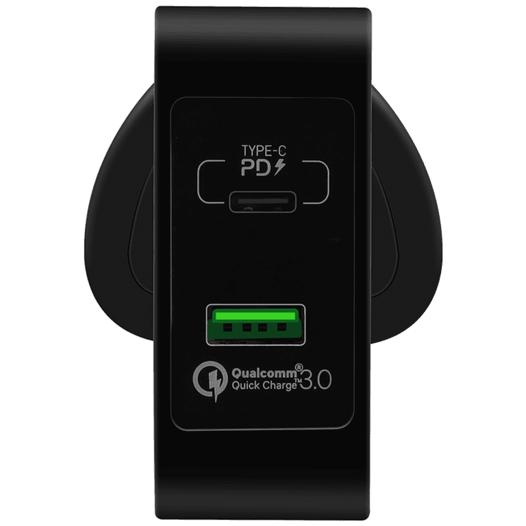 مقبس شحن 2-PORT FAST CHARGING ADAPTOR USB-C PD+QC3.0 MOMAX - أسود