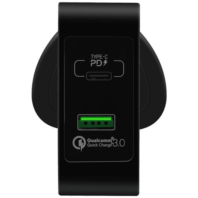 مقبس شحن 2-PORT FAST CHARGING ADAPTOR USB-C PD+QC3.0 MOMAX - أسود - 335617