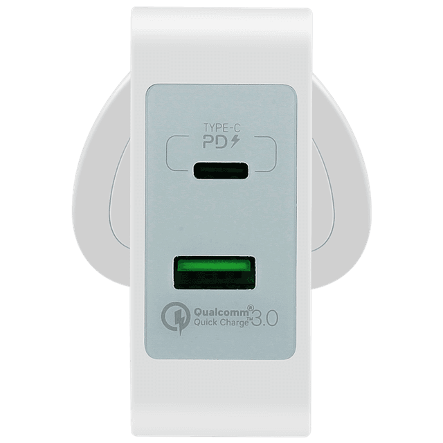 momax oneplug 2 port fast charging adaptor usb c pd qc3 0 white