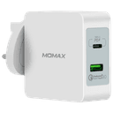 momax oneplug 2 port fast charging adaptor usb c pd qc3 0 white