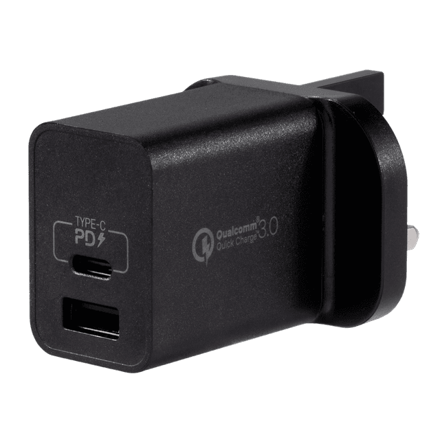 momax one plug 2 port usb fast charger type c pd3 0 qc3 0 black